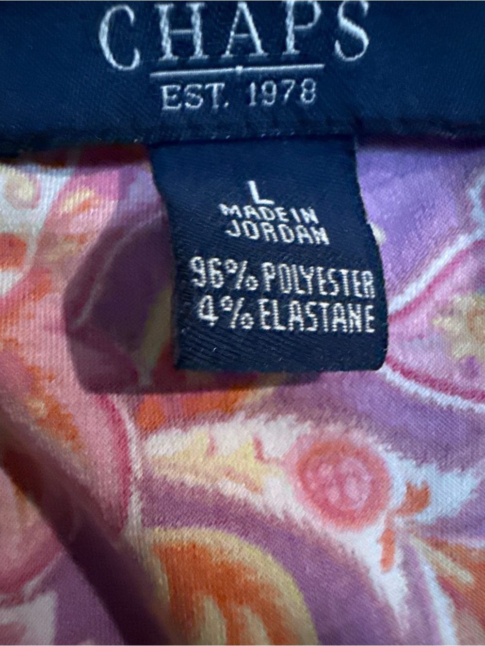Chaps Paisley Sleeveless Faux Wrap Top Purple Pink Orange Floral •Size L• - Picture 4 of 10